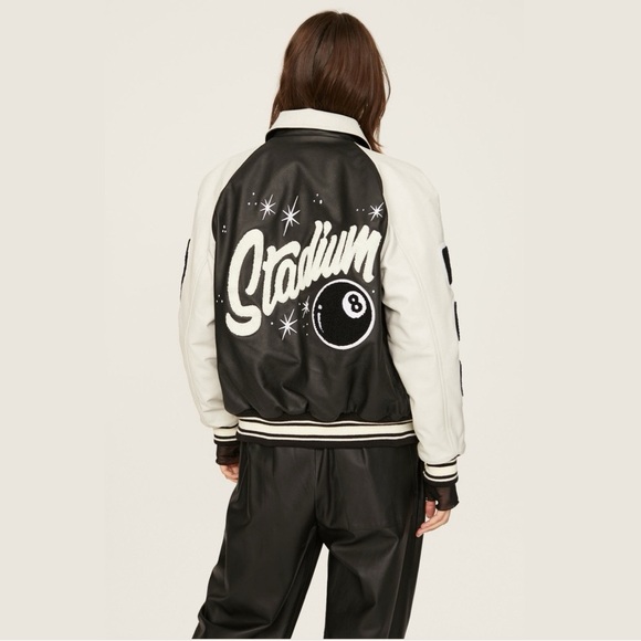 STADIUM by Stadium Good Number #8 Lucky 100% Leather Jacket MSRP$525 - Picture 13 of 16